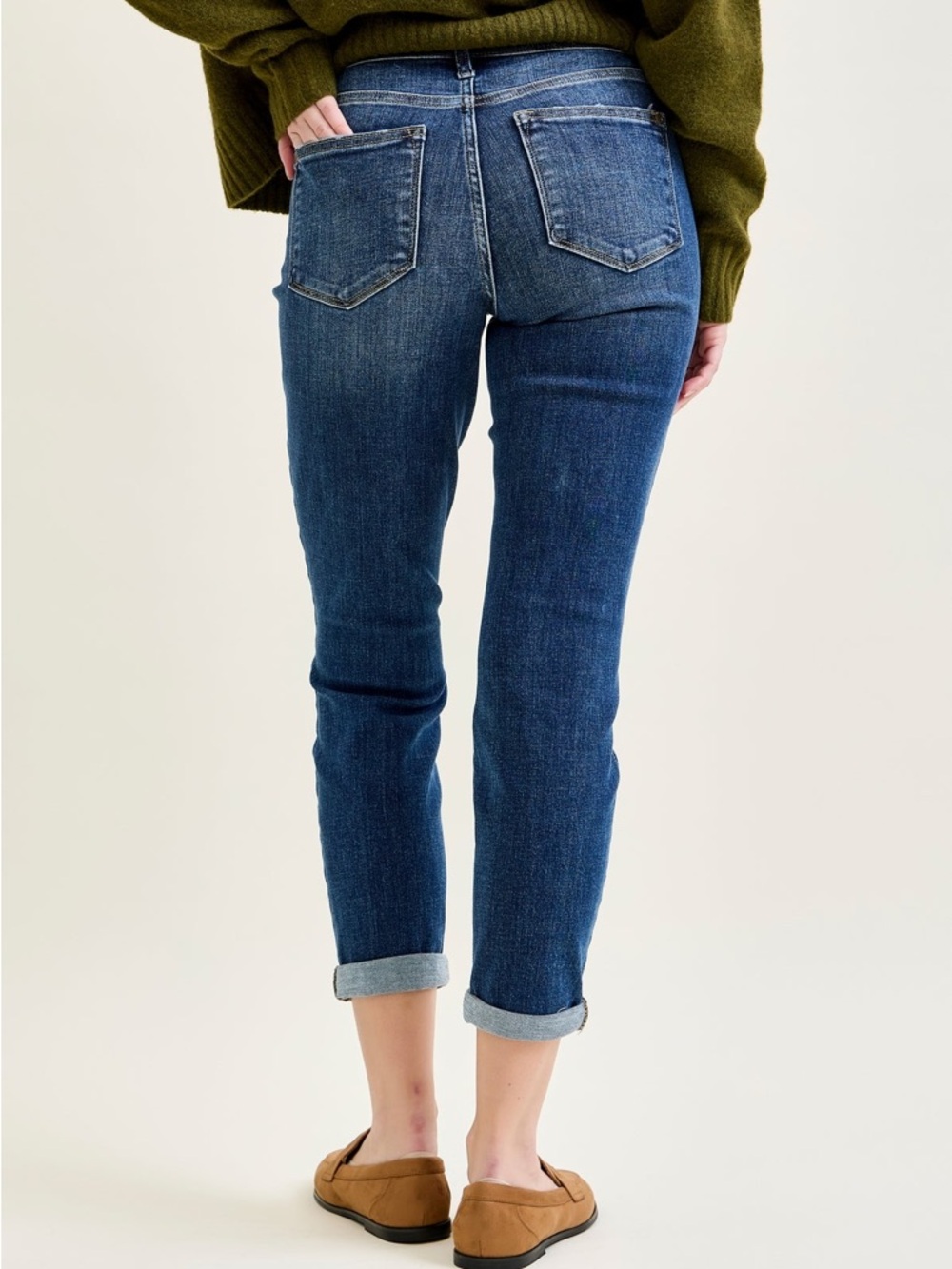 NWOT Judy Blue Addison Mid Rise Classic Cuffed Boyfriend Jeans Sz 7/28 - Picture 5 of 13